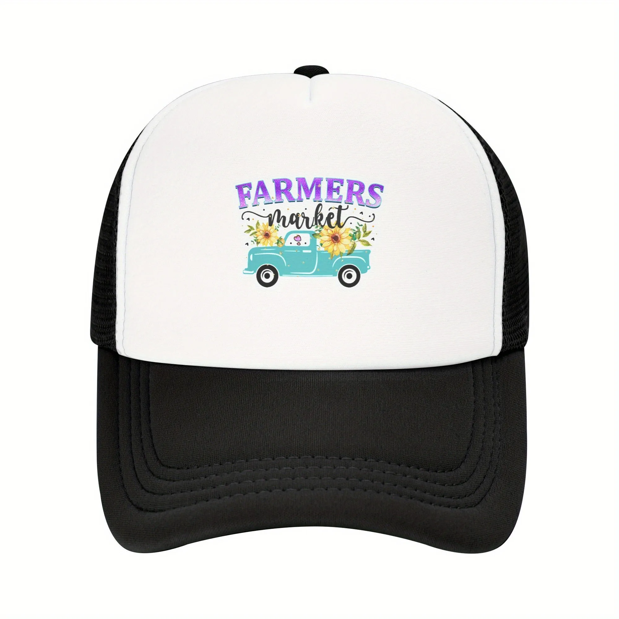 Vintage Farmers Market Baseball Cap - Black Mesh Back with 