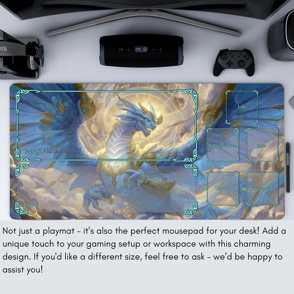 الخيال الأبيض التنين تصميم MTG Playmat ماجيك بطاقة معركة حصيرة عدم الانزلاق دائم 35X60CM قائد Playmat tapete ماجيك mtg