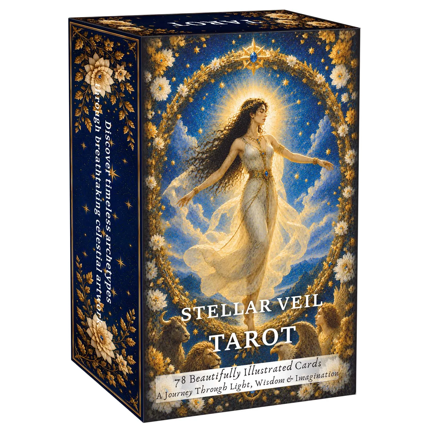 78 Tarot Cards, 13x8 Cm, Stellar Veil Tarot Deck, Paper Manual, Symbolic Designs, Unique Tarot Experience, Card Game