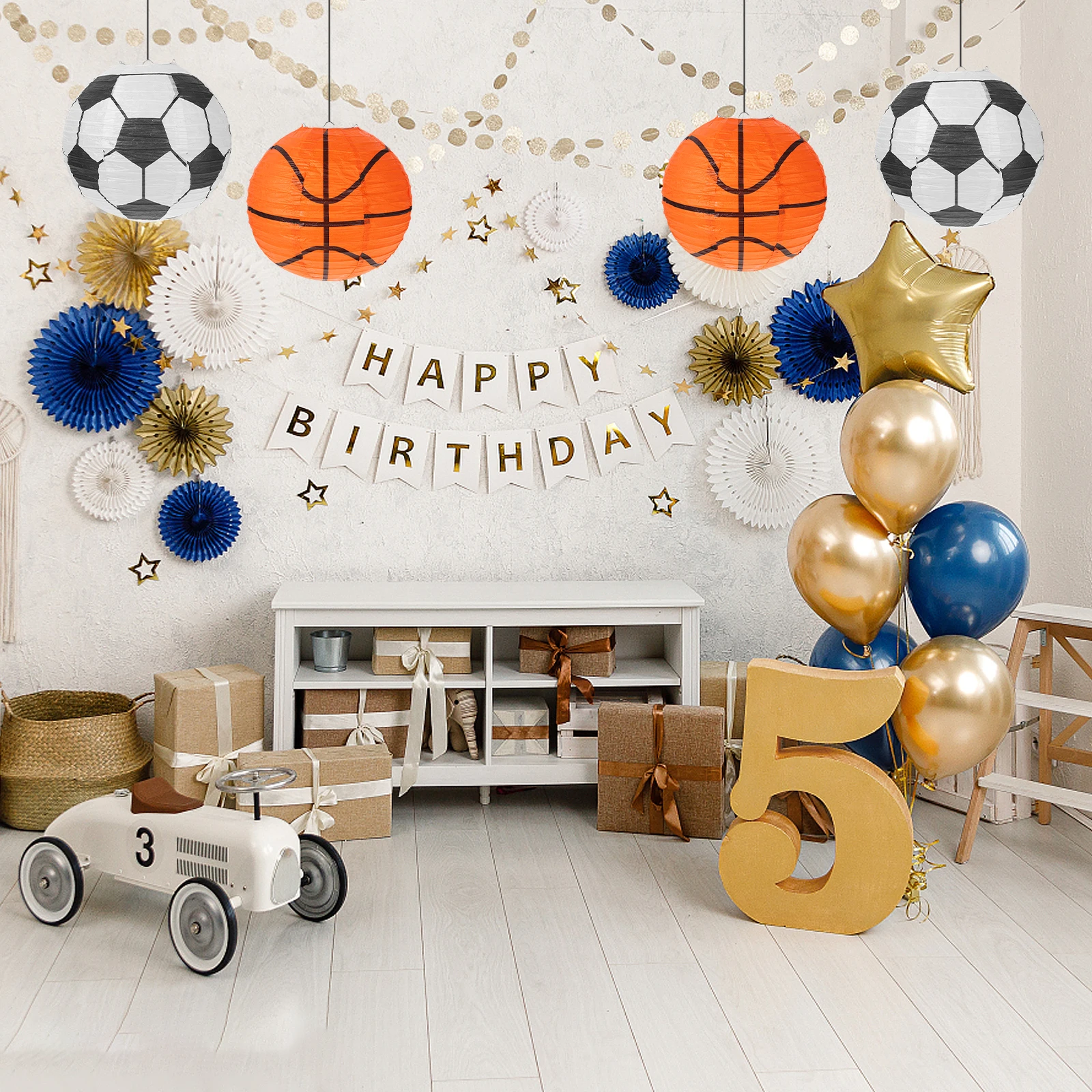 

Sports themed Football Hanging Paper Lanterns Paper Lanterns Hanging Decorative Party Supplies Foldable Bright Colors