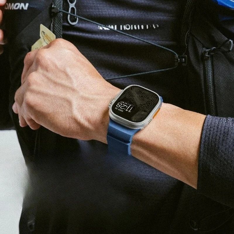 Спортивный силиконовый ремешок для часов 42 мм, 44 мм, 45 мм, 46 мм, 49 мм, титановый металлический браслет, ремешок для iWatch Ultra 2 10 9 8 7 6 SE 5 4