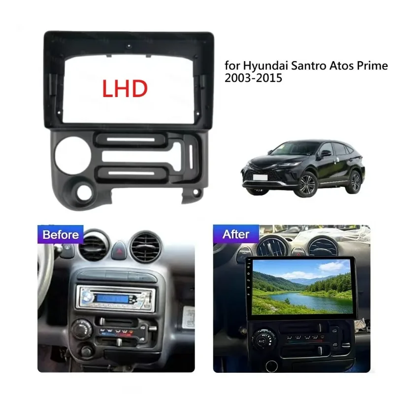 2 Din 9 Inch Car Android Radio GPS Mp5 Fascia Panel Frame for Hyundai Santro Atos Prime 2003-2015(LHD)