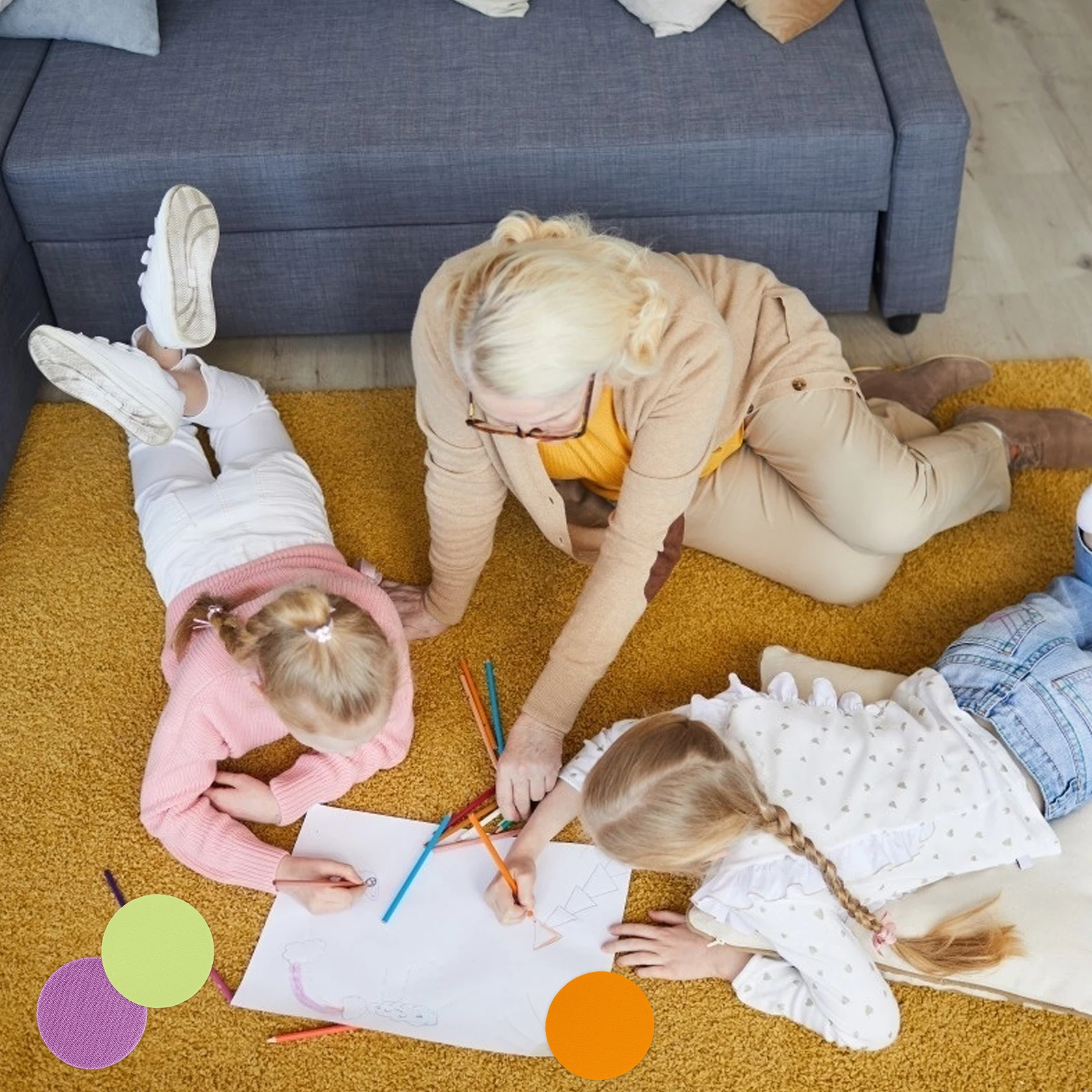 

30pcs Carpet Markers Kids Educational Stickers Classroom Floor Dots Nylon Locating Spots Preschool Kindergarten