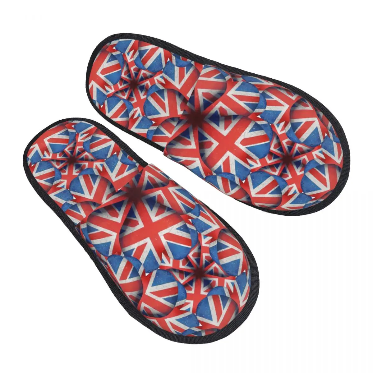 Union Jack Flag Heart Pattern House Slippers Women Cozy Memory Foam British Flag Slip On Bedroom Slipper Shoes