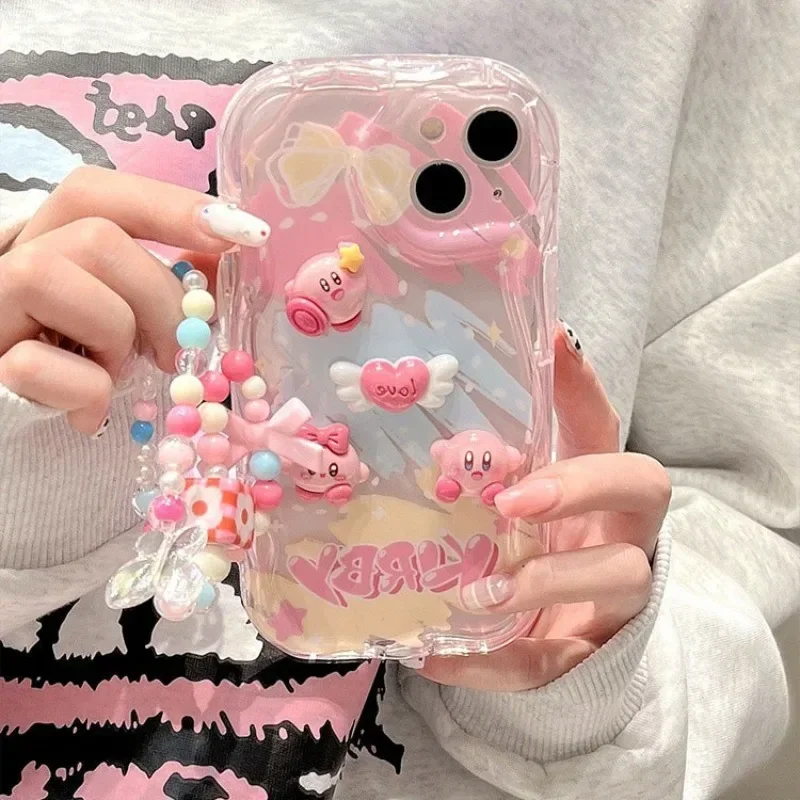 

Kawaii Kirby Phone Case with Doll for IPhone 16 Pro Max 16Pro IPhone 15 Pro 14 Plus Protective Case Apple 13 12 Shockproof Cover