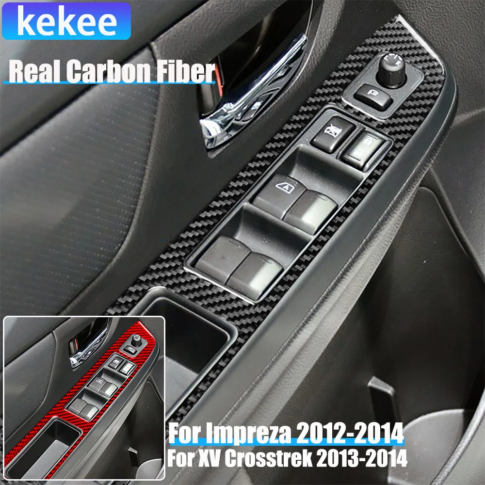 

Real Carbon Fiber Car Accessories Door Window Lifting Cover Soft Sticker For Subaru Impreza 2012-2014 XV Crosstrek 2013-2014