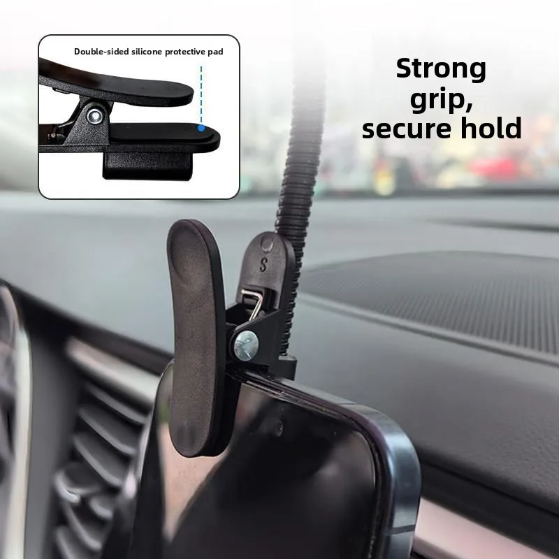 Car-Mounted Sunshade Umbrella  Bendable Mobile Phone Holder No Installation Required for Ride-Hailing Apps Portable Clip-On