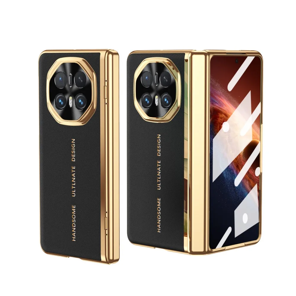 

For Honor Magic V6 V5 Phone Case Front Protection Film PC Plating Hard Shell Protection Hinge Shockproof Pu Leather Back Cover