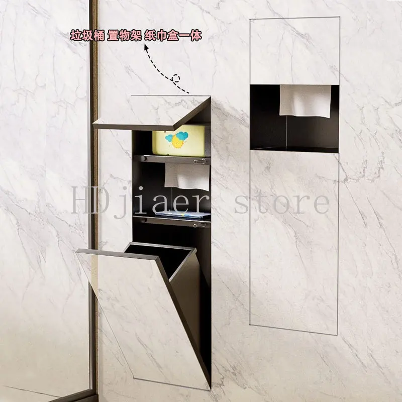 

304 stainless steel hidden trash can tissue box niche toilet toilet embedded metal cabinet can be customized