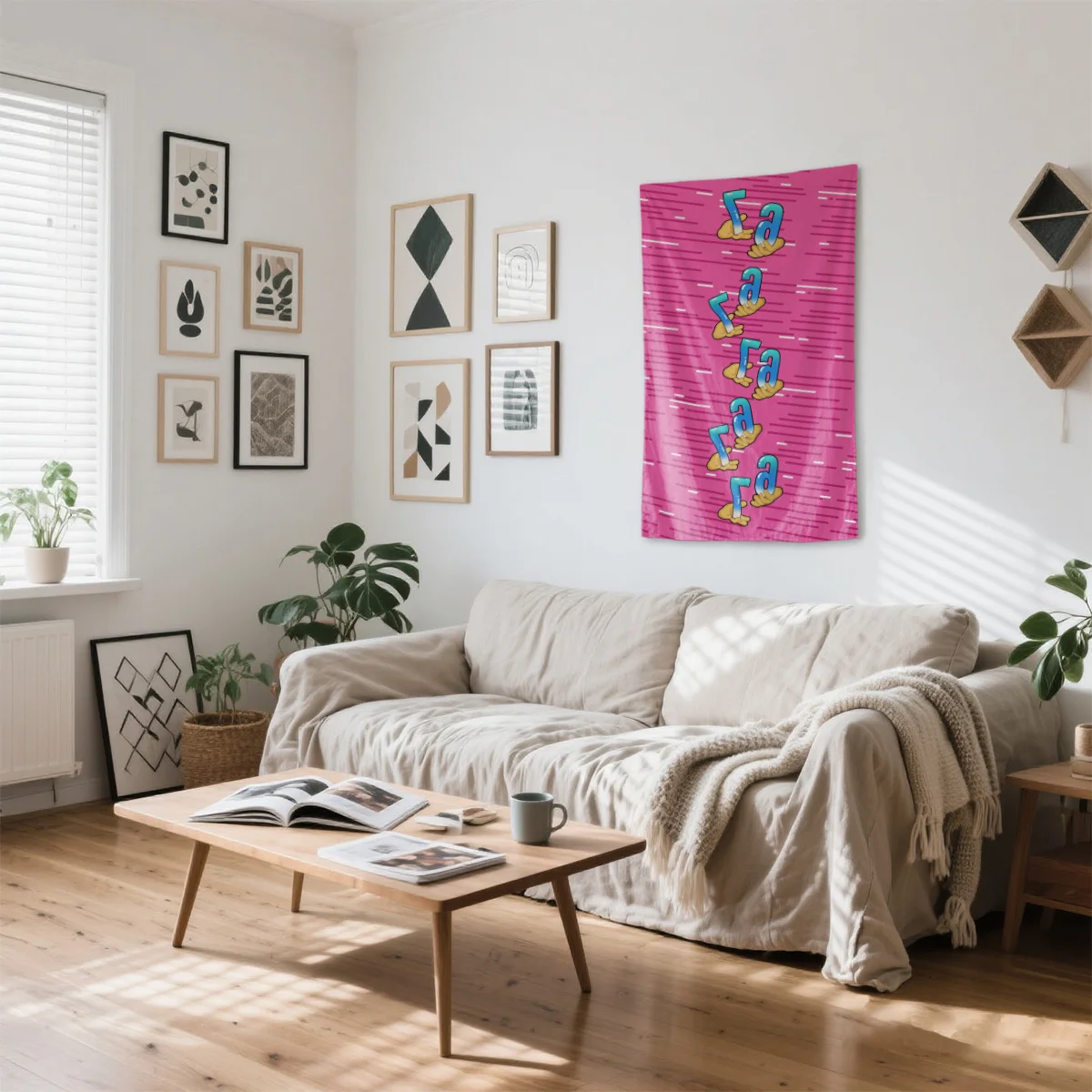 Repeating 6 7 held by hands pattern Digital printing polyester wall tapestry suitable for use in living rooms offices bars party