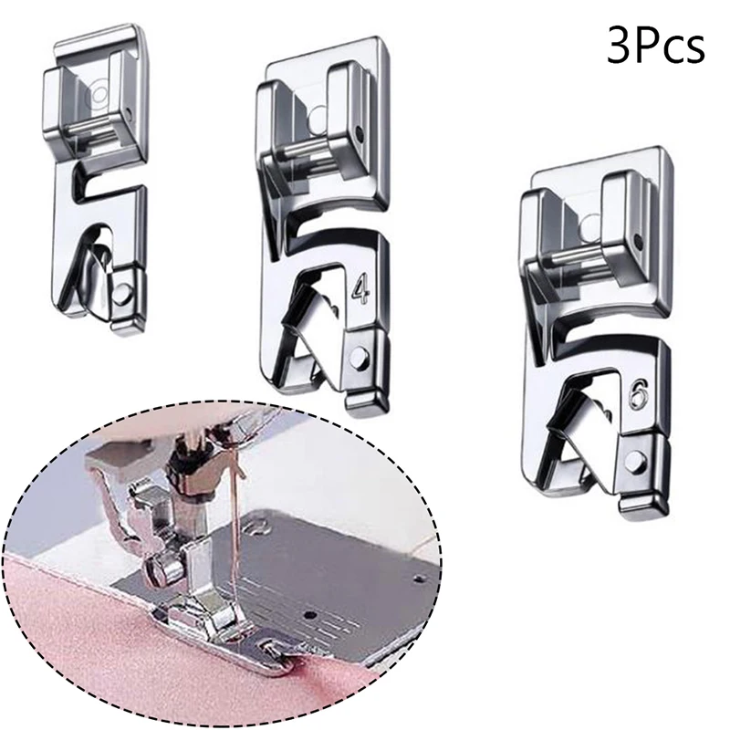 3Pcs sewing accessories Narrow Rolled Hem Sewing Machine Presser Foot tools set