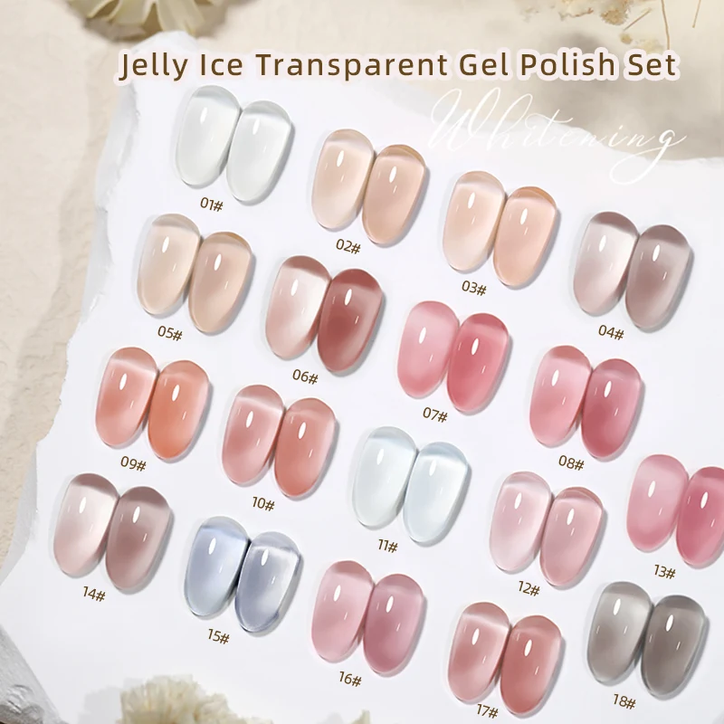 RS Nail 18 Colors Transparent Jelly Gel Nail Polish Summer Translucent UV Gel Soak Off Nail Art Semi Permanent Lacquer Varnish