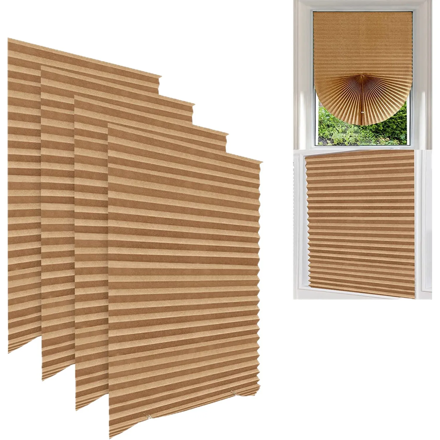 Persiana plisada autoadhesiva para ventana, cortina no tejida, persianas que bloquean la luz, para baño, balcón, sala de estar, decoración del hogar, 1 ud.