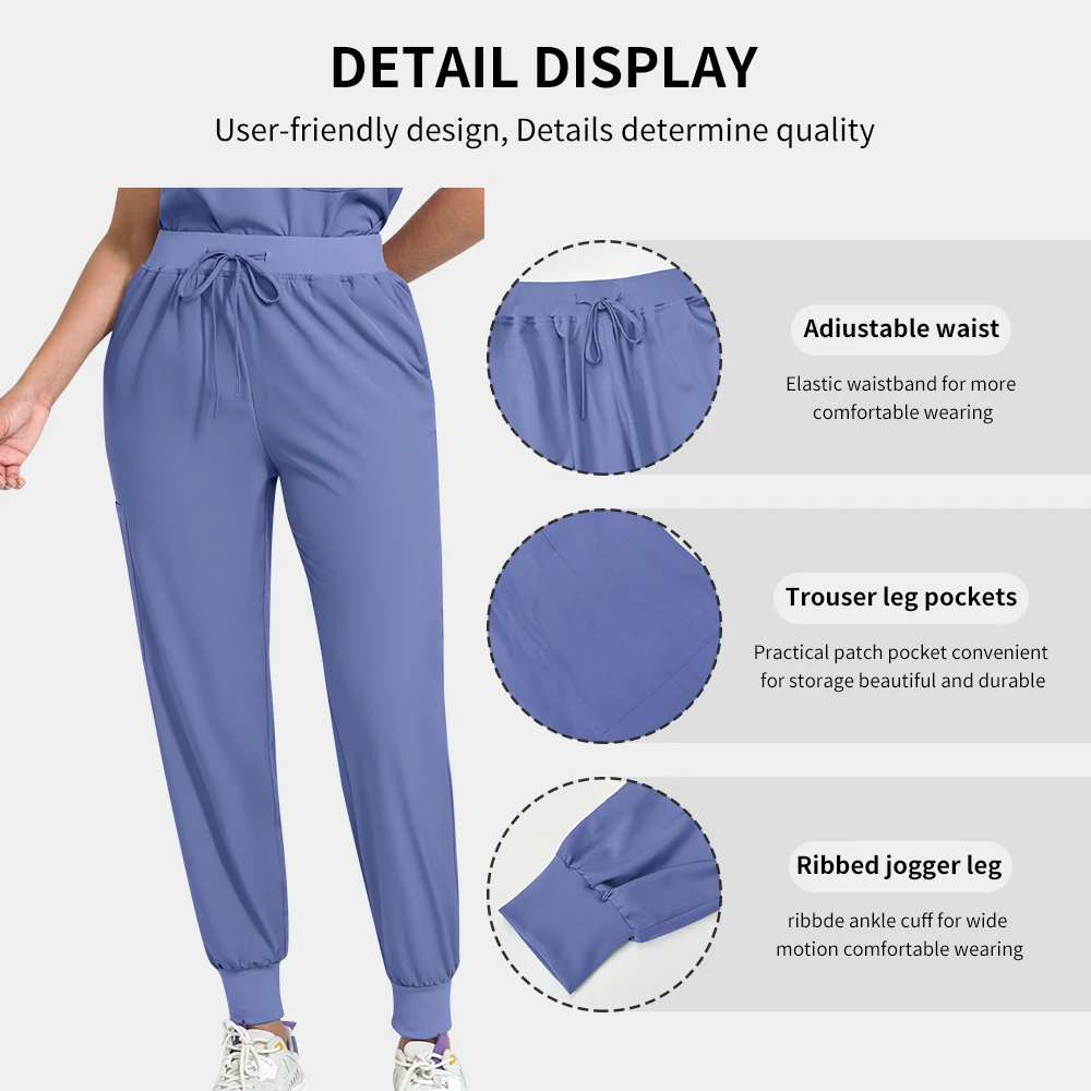Scrub Sets Uniform Women Nursing Articles V-Neck Joggers Scrubs Set Doctor Nurse Hospital Accessories Surgical Gown Dental Scrub view 6