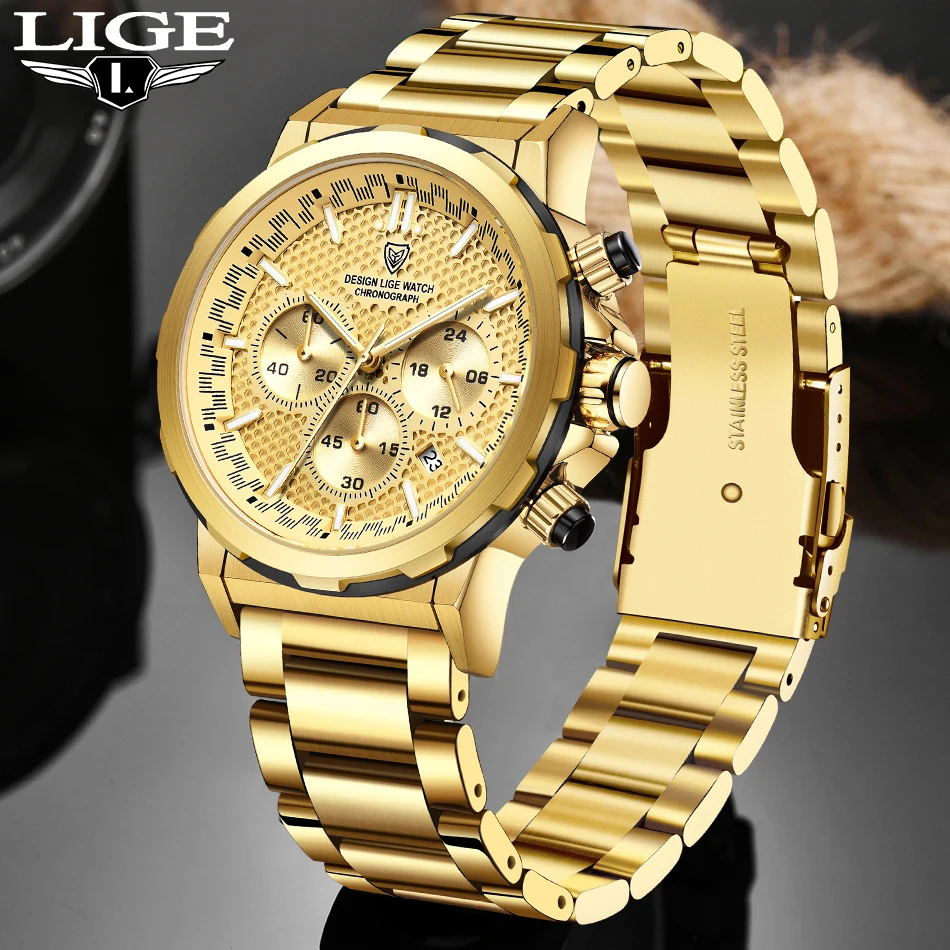 

LIGE Man Watch Top Brand Luxury Fashion Quartz Men’s Watches Business Sports Waterproof Wristwatch Chronograph Date Reloj Hombre