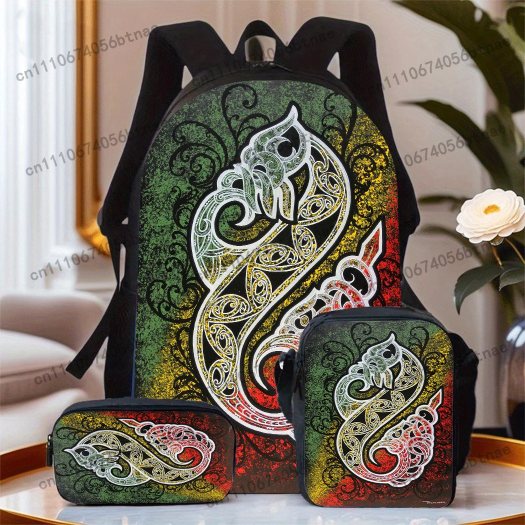 Travel Commuting Holiday Gift 3pcs New Zealand Maori Style Themed Unisex Backpack, Featuring a Easy And Stylish Design, Serves A
