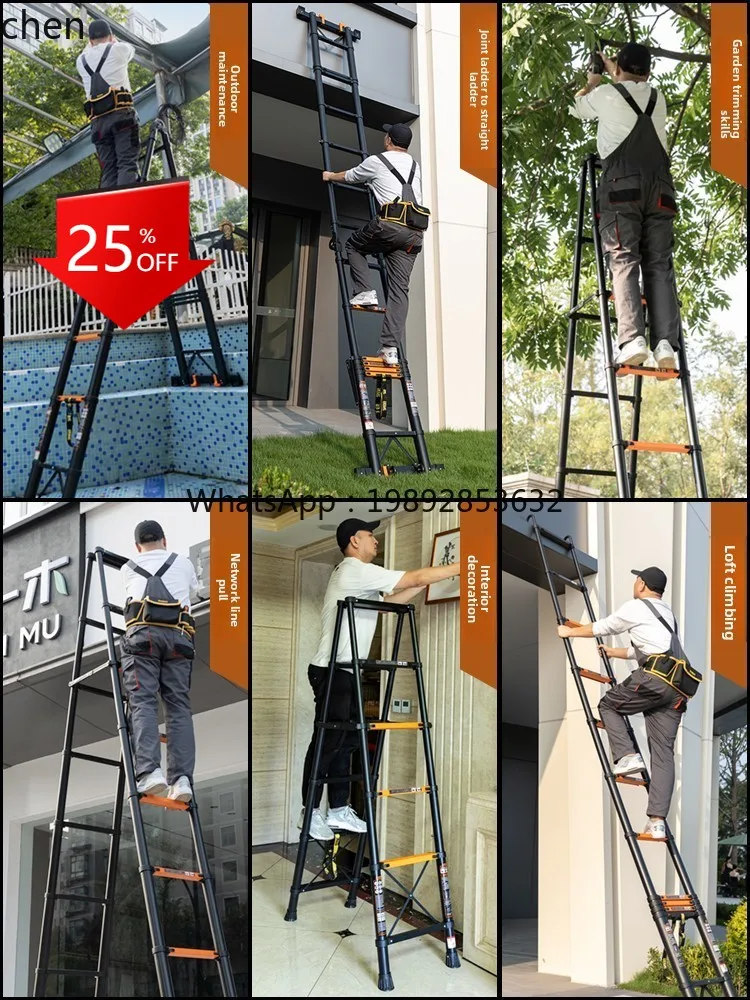 

Telescopic Ladder Multi-Functional A-Frame Thickened Aluminum Alloy Lifting Straight Ladder