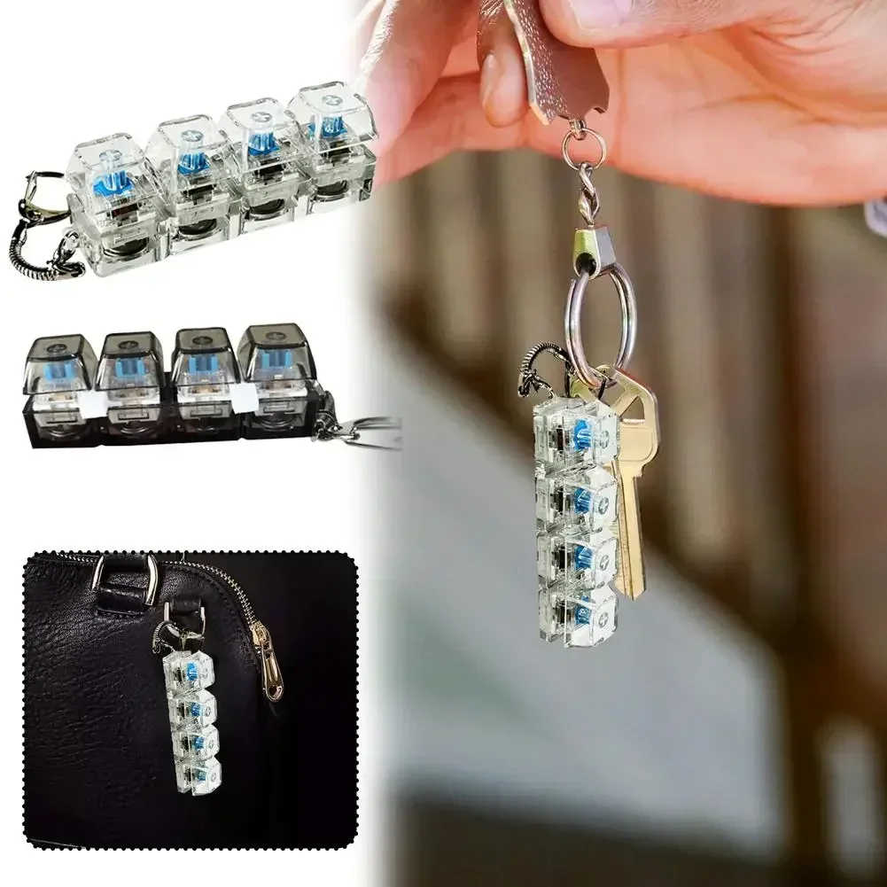 Pressure release clicker Fidget keyboard with LED pressure reducing clicker 4-point mechanical keyboard axis tester keychain