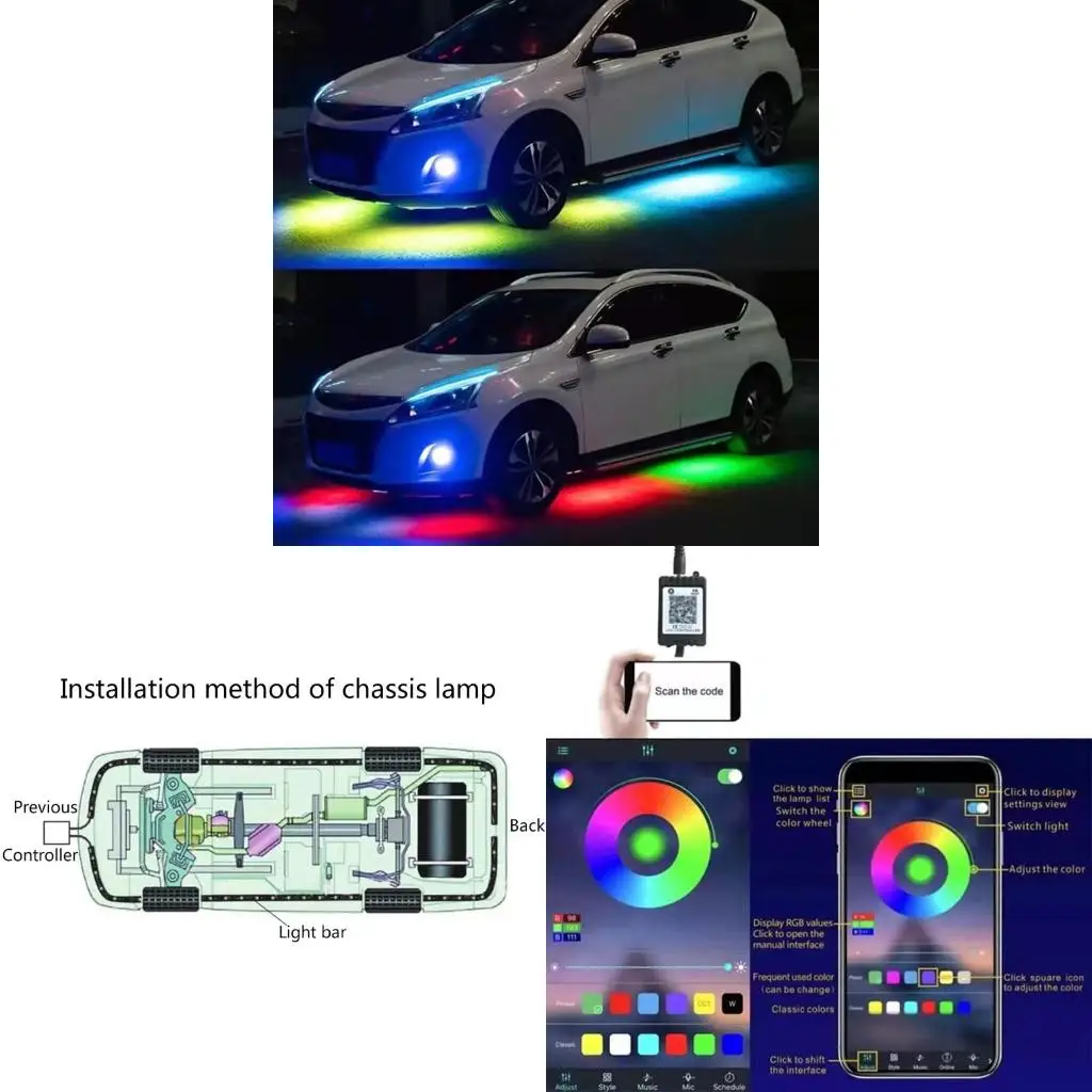 

Светодиодная полоса RGB с 210 режимами мобильных приложений с контролем светодиодной полоски для автомобиля для автомобиля