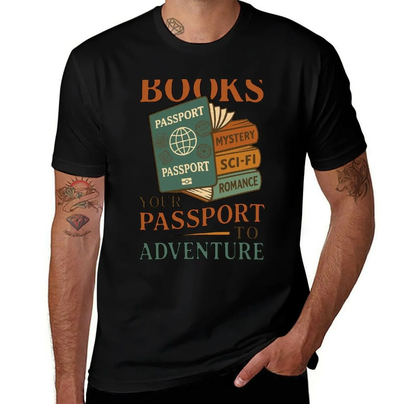 

Books: Your Passport to Adventure T-Shirt baggy shirts anime shirt oversized graphic tee mens t shirts casual stylish