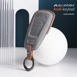 Alcantara Car Remote Key Case Cover Shell For Audi Q8 RSQ8 A6 C8 S6 RS6 A7 S7 RS7 A3 8Y A8 D5 4N RS E-tron GT Q4 Q7 4M