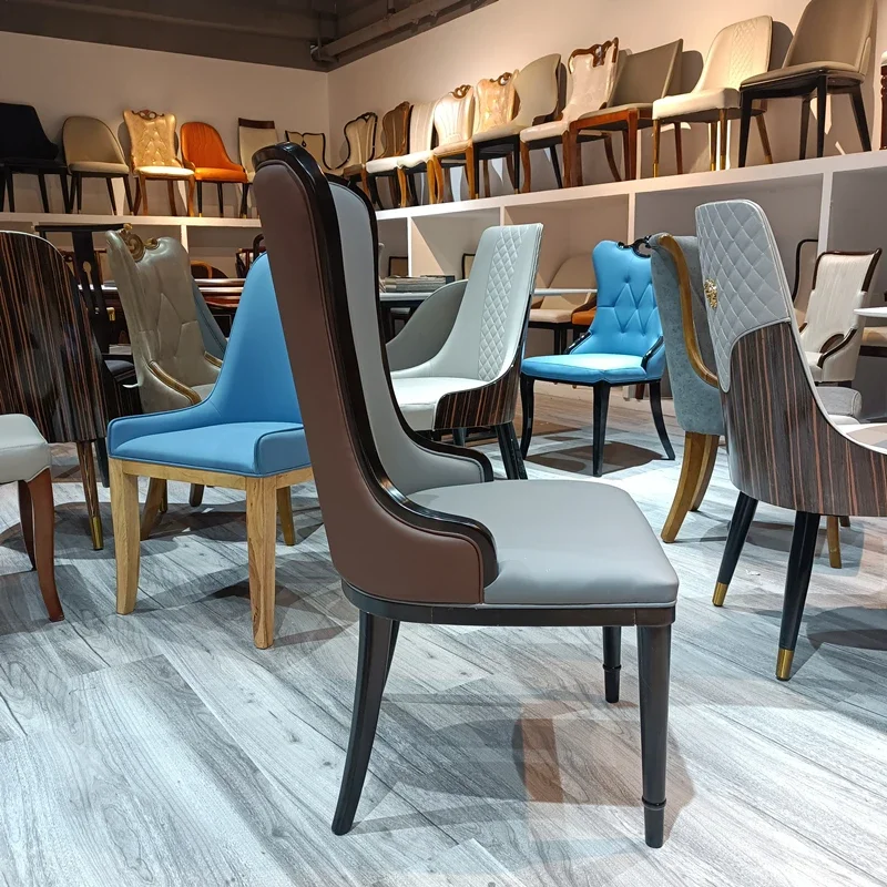 Nordic Solid Chair Household Backrest with High-end Hotel Western Restaurant Cafe Club Sales Building Dining Chair