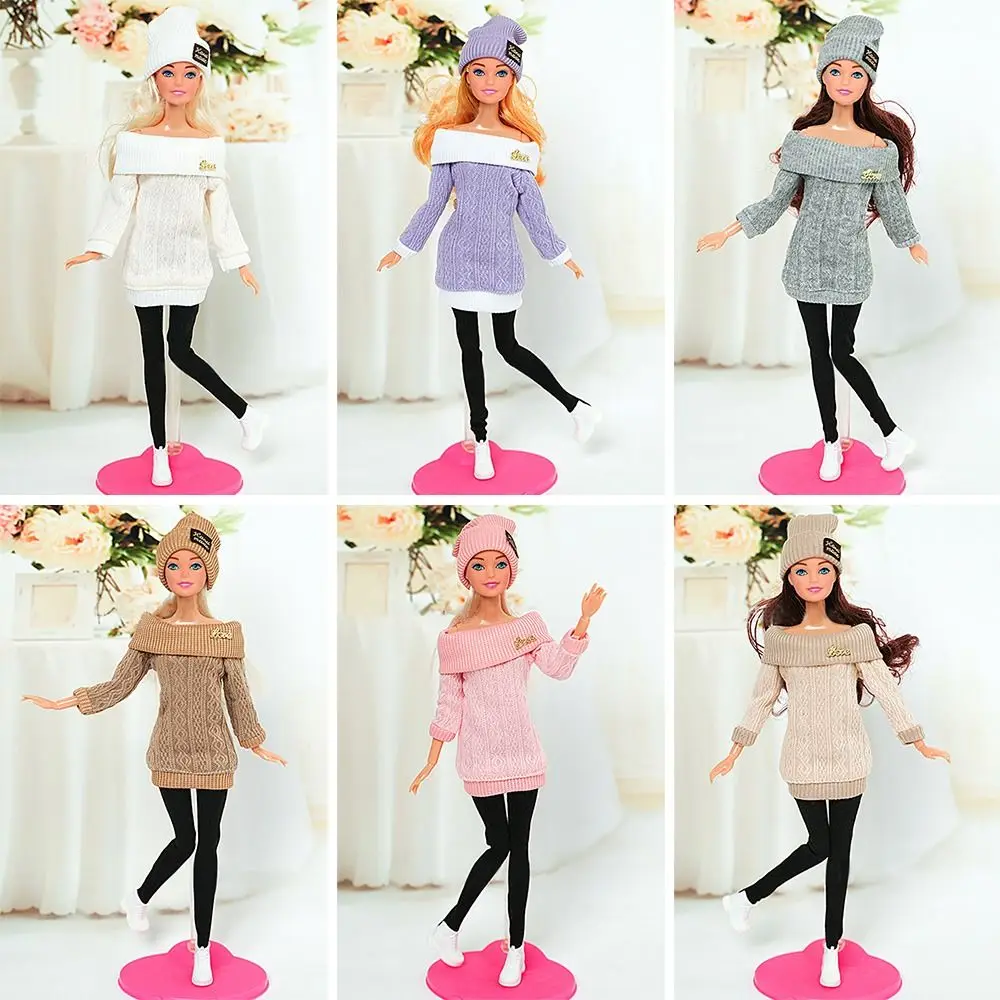 1 Set Winter Fashion Clothes Shoes Hats Wear Sweaters Pants Handmade Girl Doll Wearing Set For 29~32cm Doll Clothes Accessories