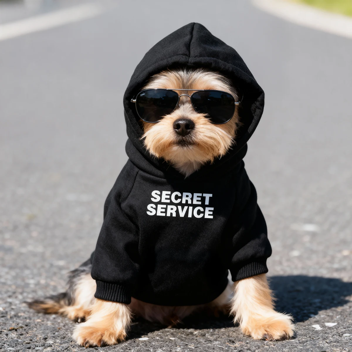 Secret Service Puppy Clothes Chihuahua Pug Yorkshire Frenchie Autumn Winter Spring Small Medium Pet Hoodie Fleece Lining For Dog