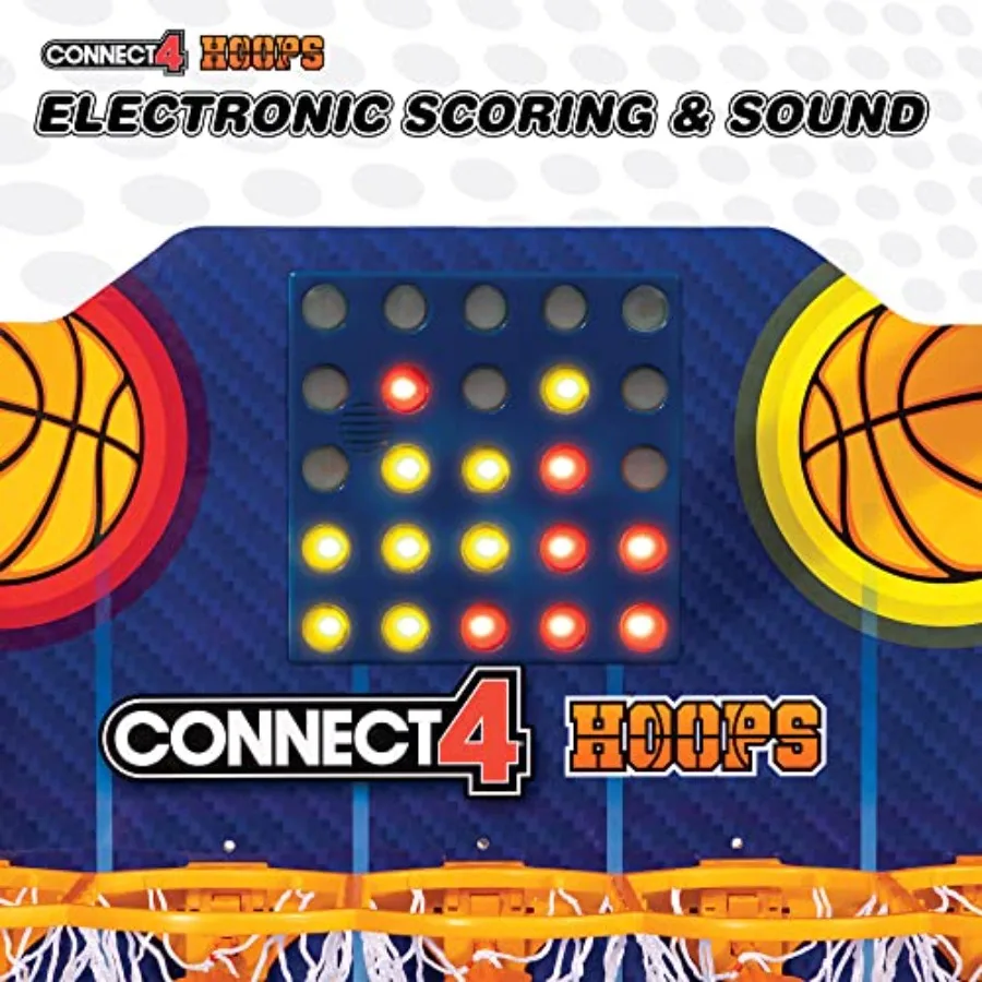 EastPoint Connect4 Hoops Basketball Hoop Game, Blue, Medium: 4-In-A-Row Strategy Play, Automatic LED Scoring, Inflation Pump In - view 4