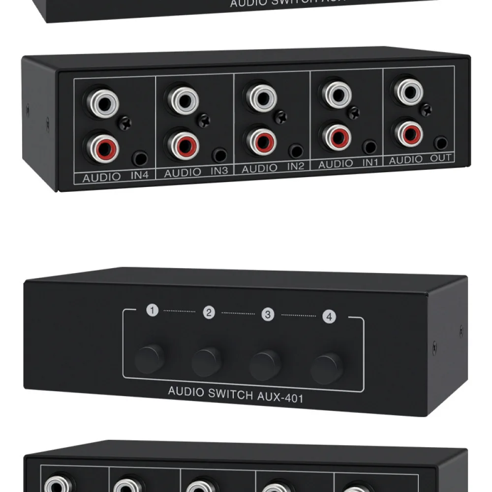 Tonli Audio Selector 4 In 1 Stereo Input Output Switcher Converter Box Passive RCA 3.5mm Hub For Professional Audio Gear