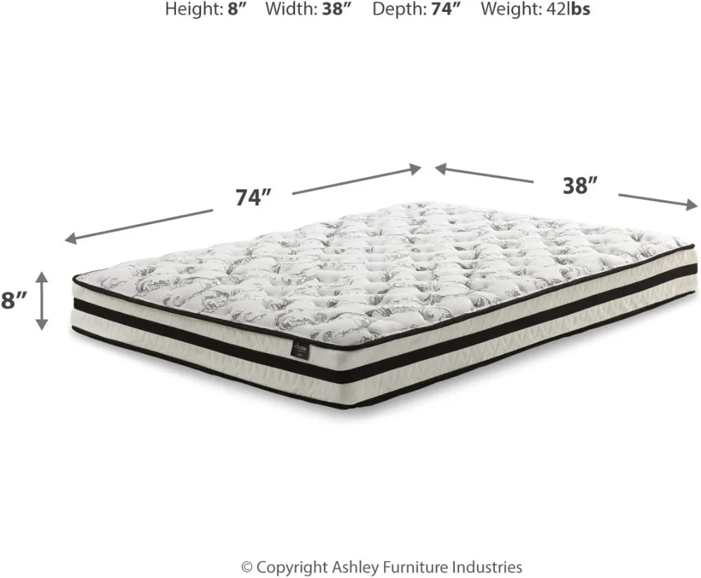 Twin Size Chime 8 Inch Medium Firm Innerspring Mattress with Pressure Relief Quilt Foam