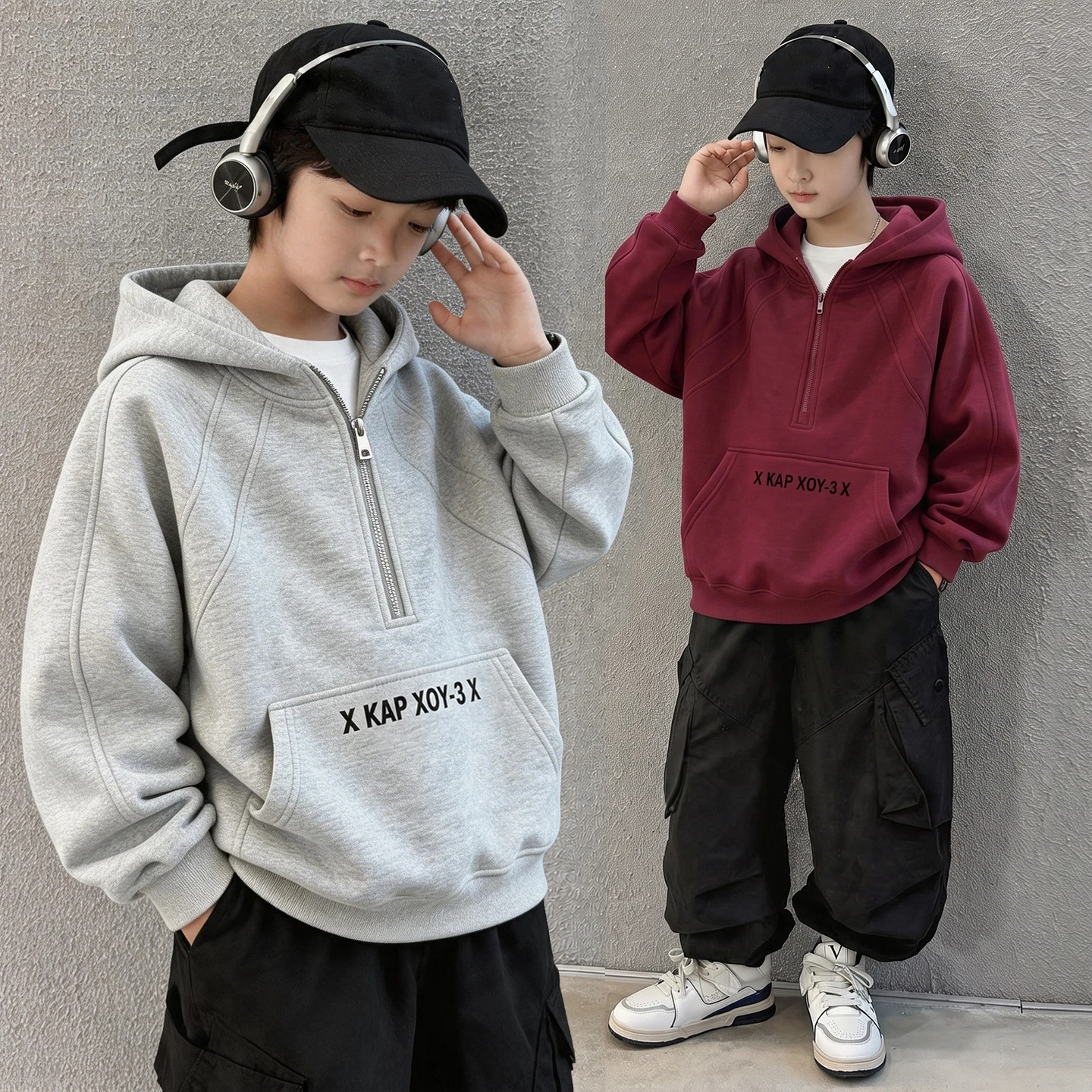 Boys Casual Hoodie Sweatshirt Spring Autumn Streetwear Kids Loose Hooded Clothing Teen Cool Long Sleeve Pullover Children Wear