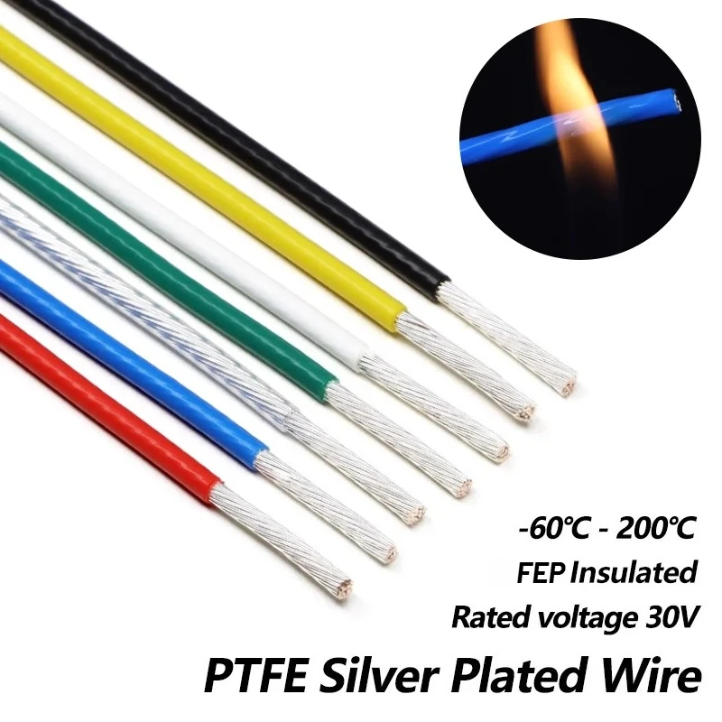 

1/5/10m 30AWG - 20AWG PTFE Silver Plated Wire High Purity OFC Electronic HiFi Audio Speaker Headphone DIY Signal Copper Cables