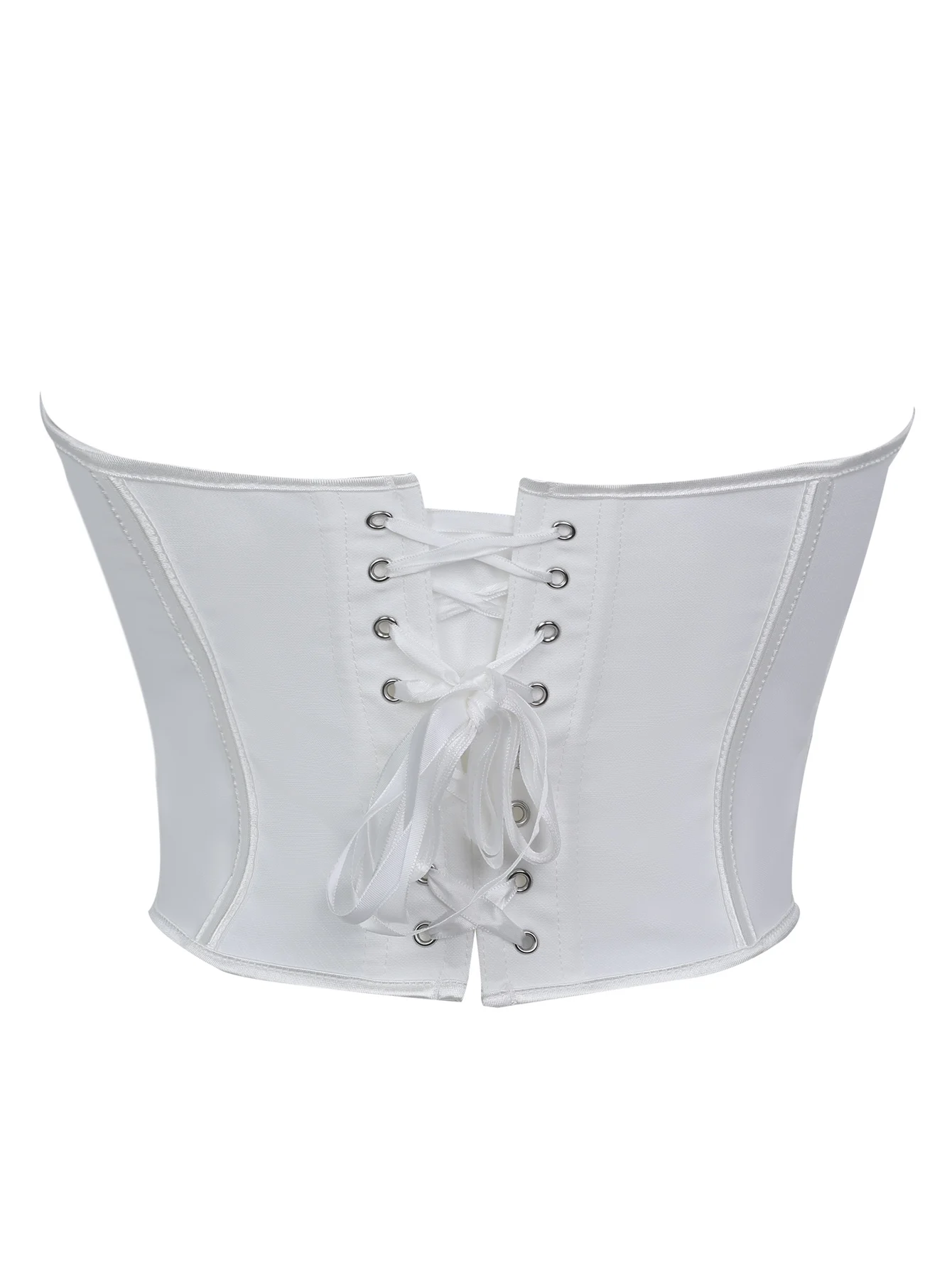Pure White Strapless Sweetheart Neck Corset Top for Women Lace Up Back Natural Figure Streamlining Garment view 2