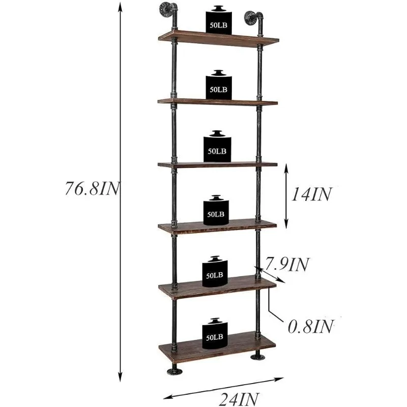 Industrielle Rohr Bücherregale rustikale Wand Leiter Bücherregal Display Lagerst änder Regal Bücherregal für Wohnzimmer, Küche