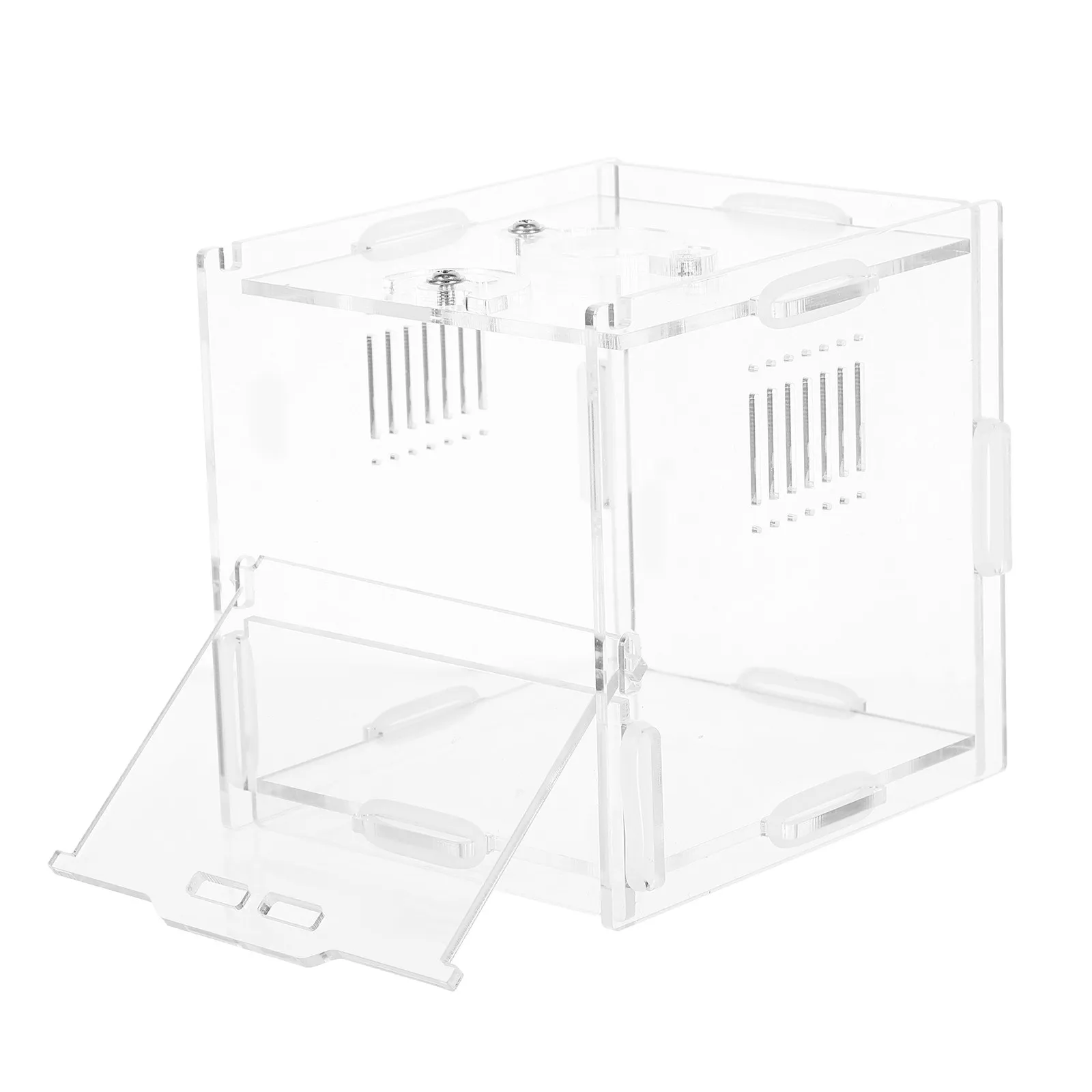 

Акриловый контейнер для разведения рептилий 4.52X4.32X4.13 дюйма, прозрачный террариум для пауков, ящериц, лягушек, гекконов, насекомых, для выращивания личинок