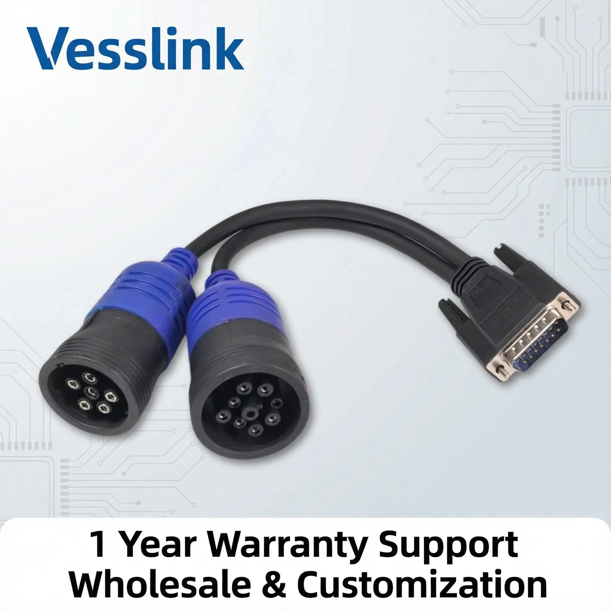 

DB15 Pin To J1708 6pin J1939 9pin OBD2 Truck Connector Adapter for Nexiq PN 405048 6 Pin 9 pin Y Cable Extender for Cummins Car