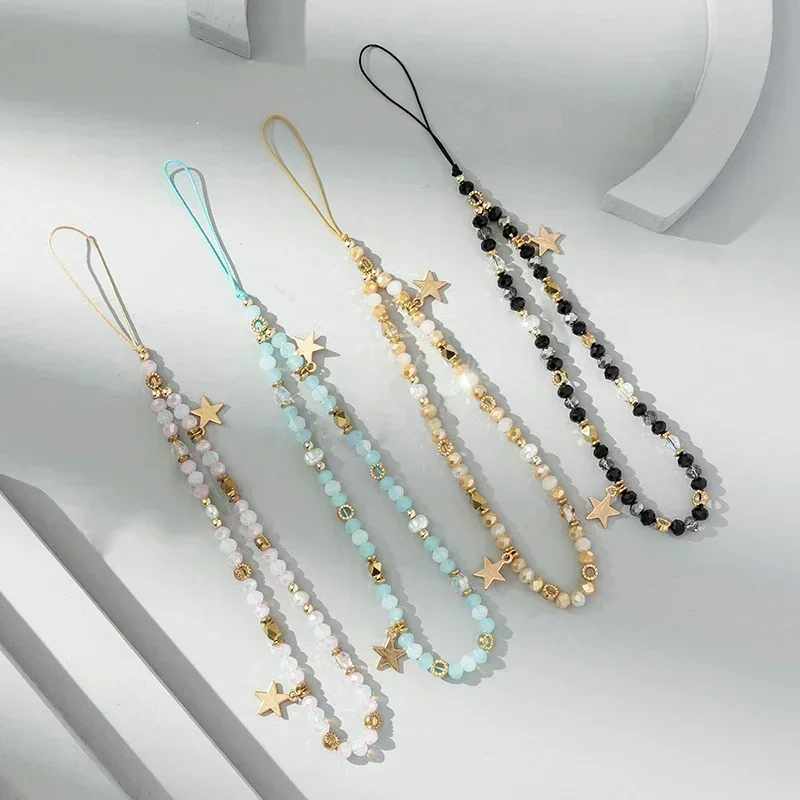 

Подвеска в виде пентаграммы из бисера для мобильного телефона, модная цепочка для чехла для мобильного телефона, женская подвесная веревка, ювелирные изделия из веревки для мобильного телефона