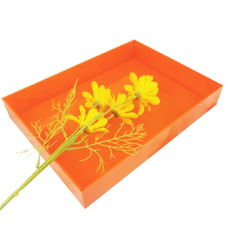 

Neon Orange Acrylic Perfume Tray Countertop Makeup Organizer Dresser Decor For Bedroom Bathroom