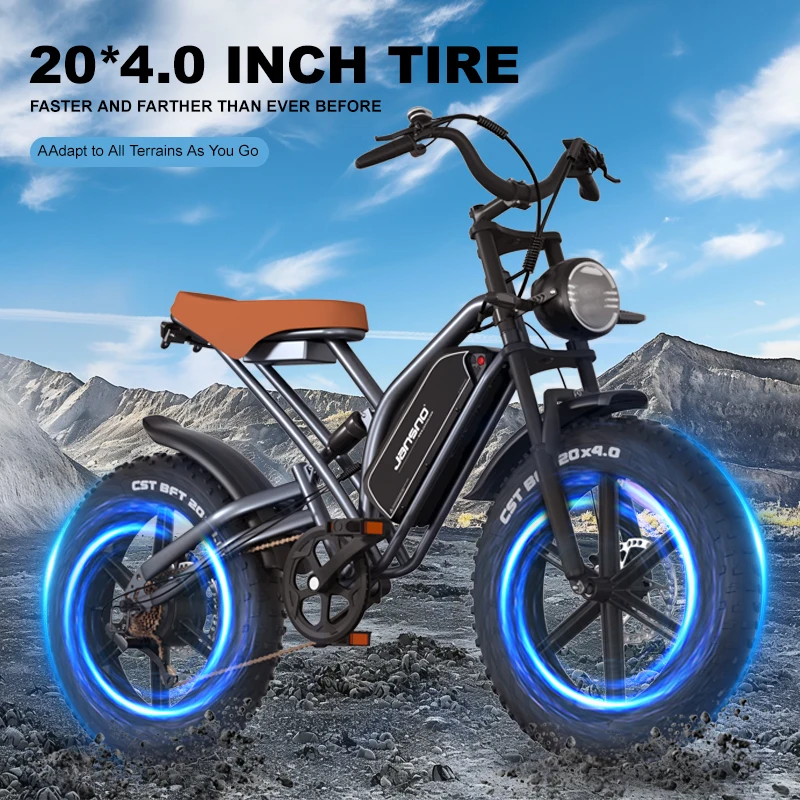 750W adult electric bicycle motor, 5-speed 30mph, 2048 V14AH detachable battery, 20 inch tires off-road electric bicycle