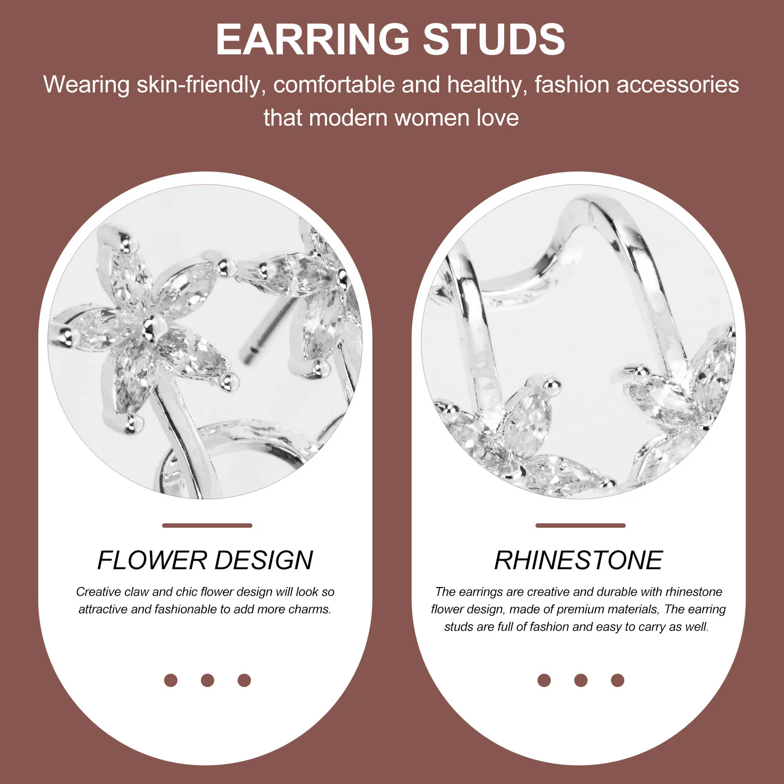 

Flower Earrings Zirconia Stud Women Copper Drills Corrosion Resistant Comfortable Wear Gifts Premium Materials Sturdy Durable