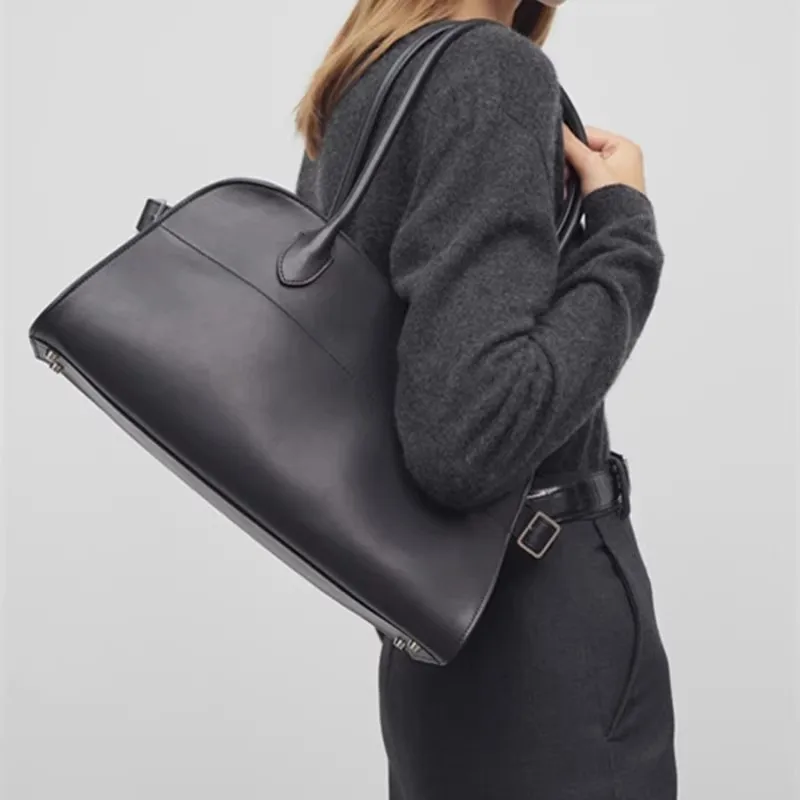 Horizontal Cowhide Handbag Large Capacity Commuter Tote Bag Soft Large Capacity Handbag