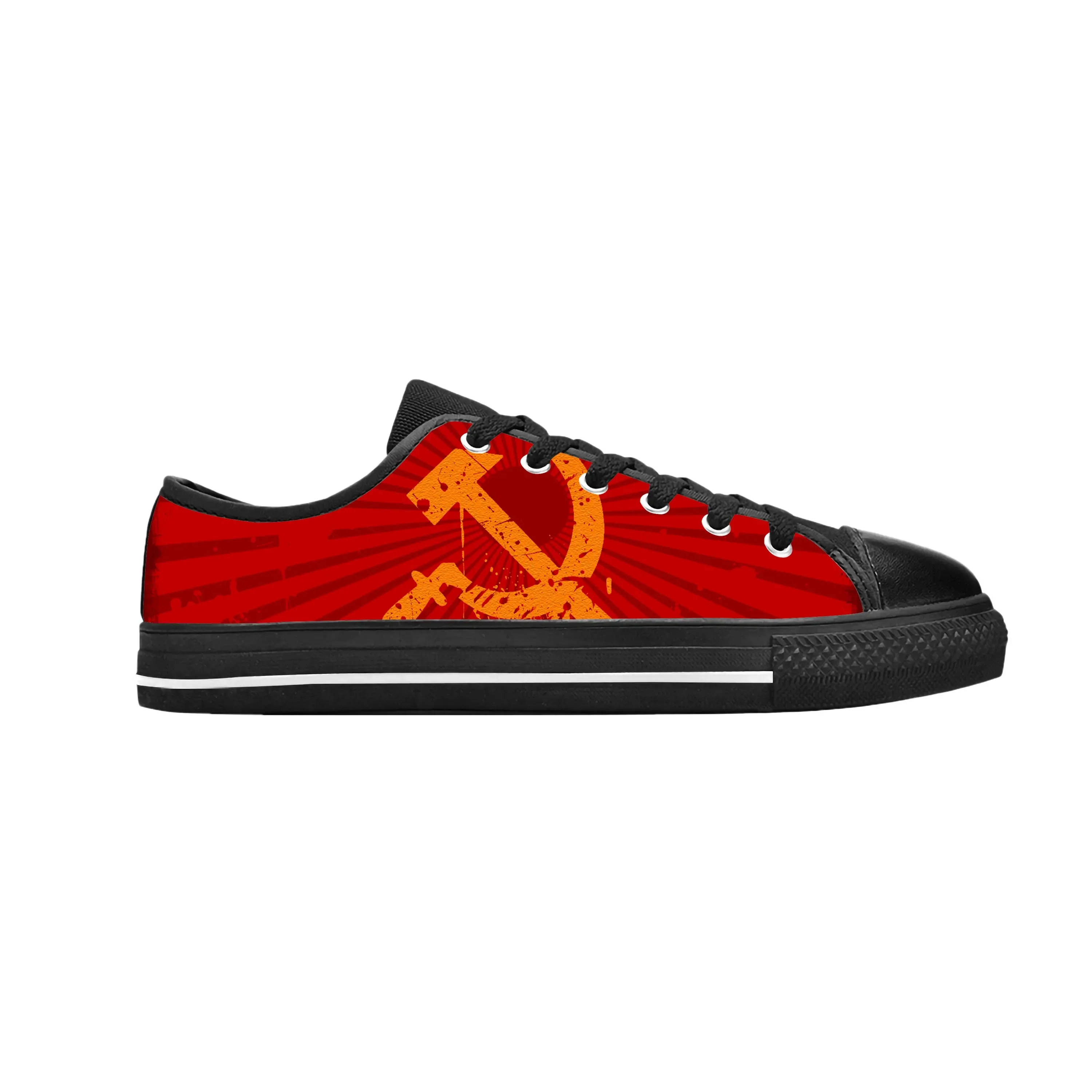 Zapatos de tela informales de la Unión Soviética CCCP URSS, Bandera de Rusia, hoz de martillo, zapatillas cómodas transpirables con estampado 3D para hombres y mujeres