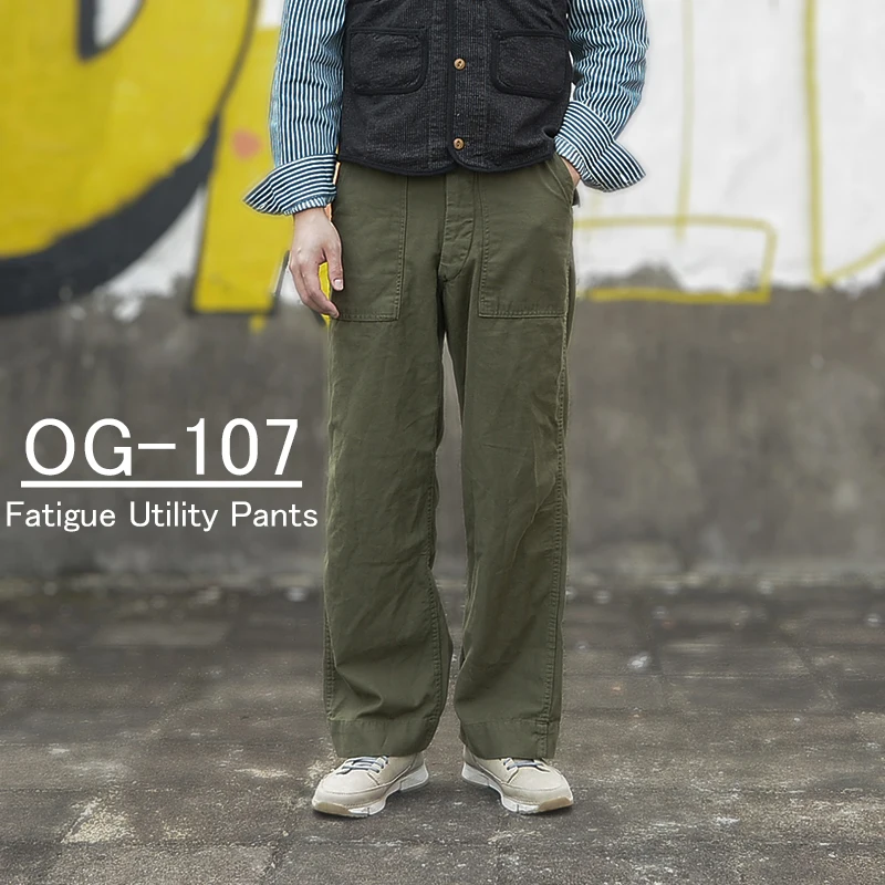 

Мужские повседневные свободные рабочие брюки Non Sto с высокой талией, прямые, винтажные, из хлопка, цвета хаки, на все сезоны