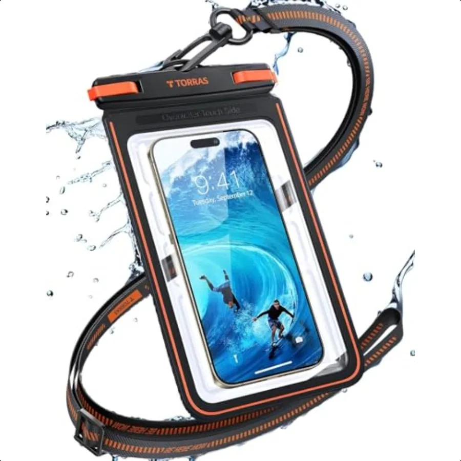 

TORRAS IPX8 Waterproof Phone Pouch Floating Underwater Screen Touchable Waterproof Phone Case with Lanyard for iPhone 16 Pro Ma