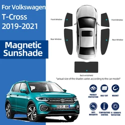 For Volkswagen VW T-Cross 2018-2024 TCross Magnetic Car Sunshade Shield Front Windshield Rear Side Window Sun Shade Curtain