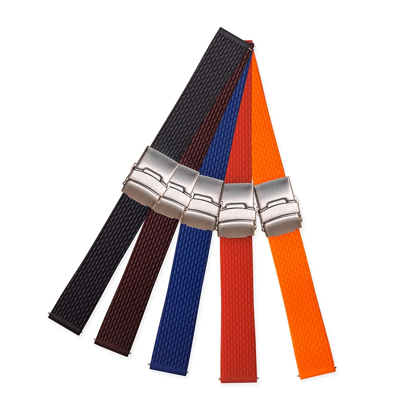 Pulseira de silicone com buck dobrável, cinto de relógio de substituição, acessórios adequados para Oris MONTBLANC TAG Heuer, 18mm, 20mm, 22mm, 24mm