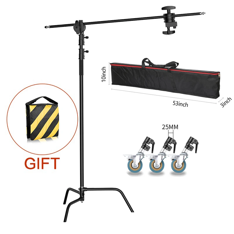 

2.6M/3.3M Black C-stand Stainless Steel Century Foldable Light Stand Tripod Magic Leg Photography C-Stand For Spot Light,Softbox