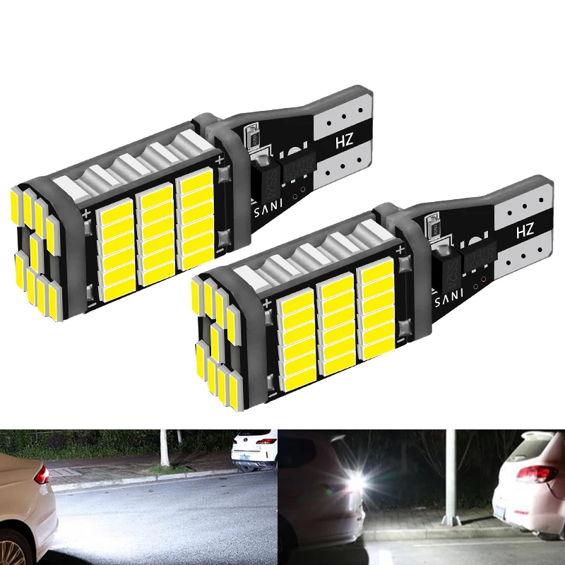 2PCS T15 LED W16W 921 912 T16 902 Bulbs High Power 45pcs 4014SMD Super Bright 1200LM Replace For Car Reversing Light White