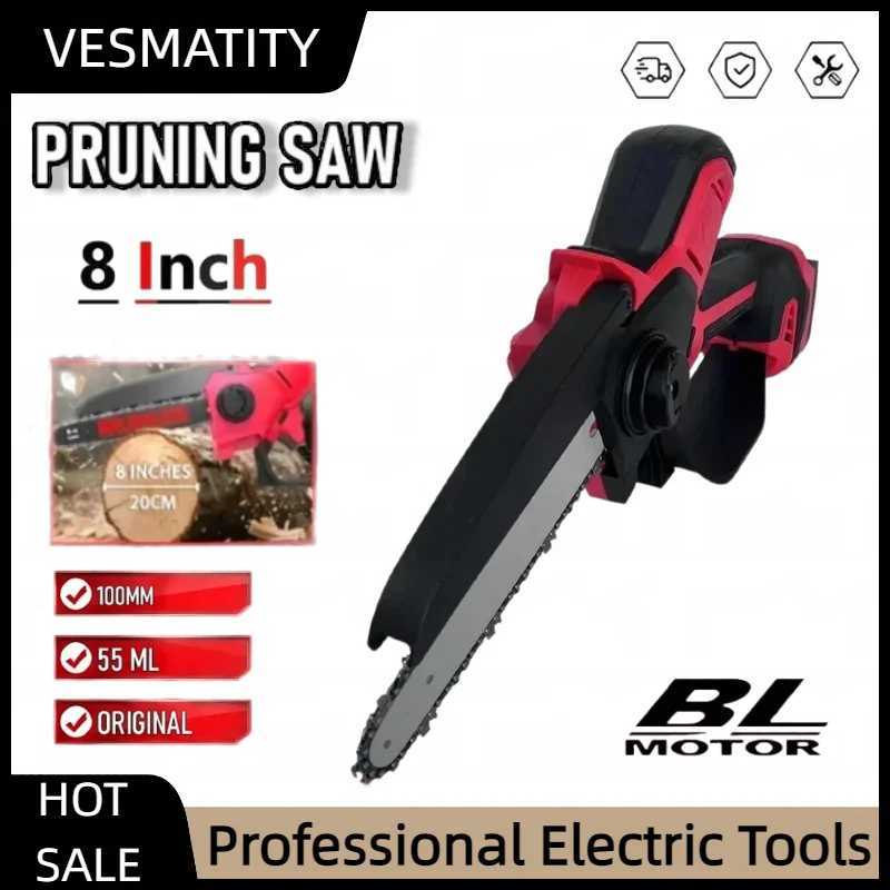 Electric Chain Saw Pruning Saw Brushless Cordless Power Tools Mini Electric Saw Garden Power Tools Fit Milwaukee Battery